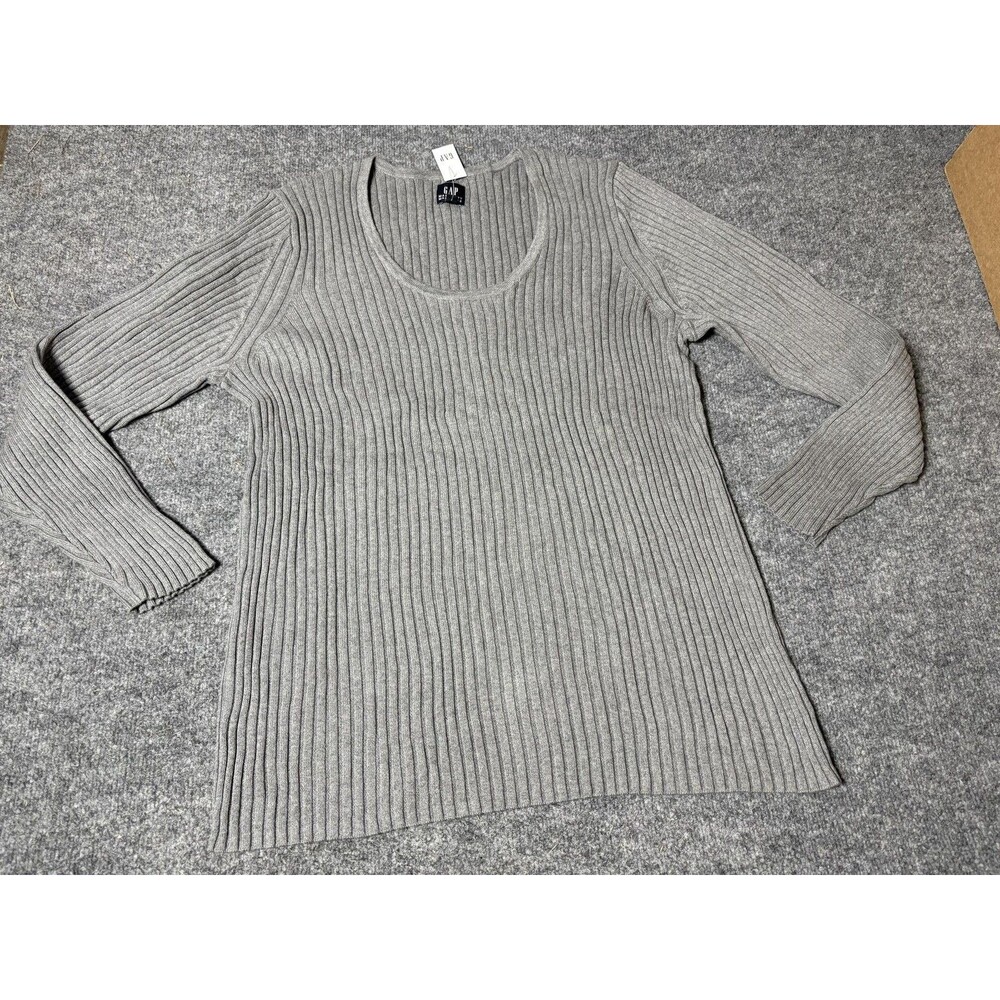 Gap Sweater Womens 2XL Gray Ribbed Knit Scoop Neck Long Sleeve Maternity